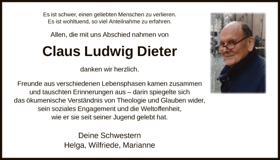 Traueranzeige von Claus Ludwig Dieter von FNP