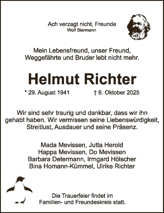 Traueranzeige von Helmut Richter von FNP