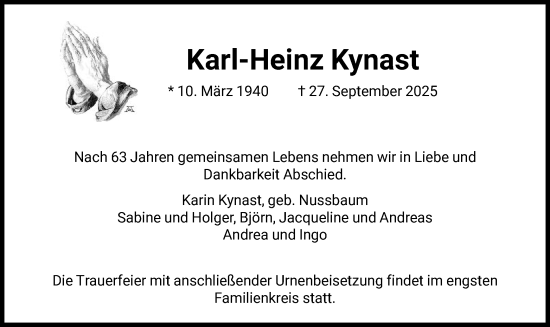 Traueranzeige von Karl-Heinz Kynast von FNP