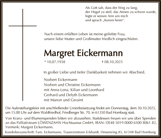 Traueranzeige von Margret Eickermann von FNP