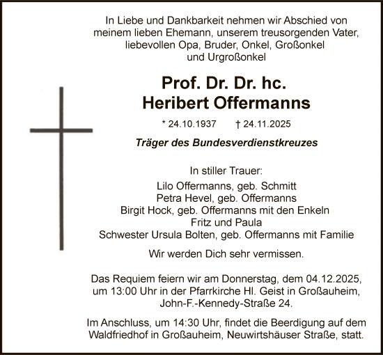 Traueranzeige von Heribert Offermanns von FNP