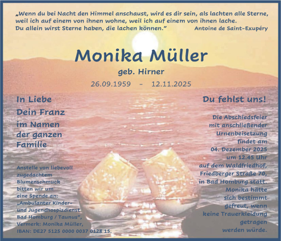 Traueranzeige von Monika Müller von FNP
