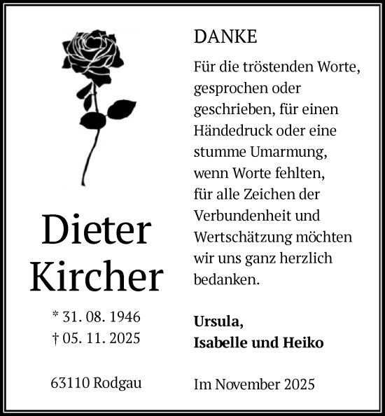 Traueranzeige von Dieter Kircher von OFOP
