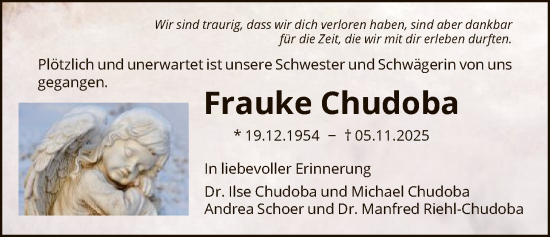 Traueranzeige von Frauke Chudoba von FNP