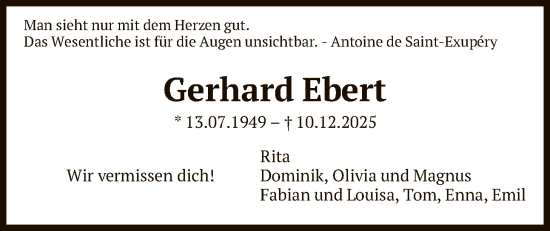 Traueranzeige von Gerhard Ebert von FNP