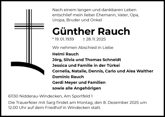 Traueranzeige von Günther Rauch von OFHA