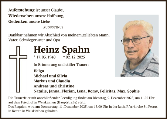 Traueranzeige von Heinz Spahn von OFOP