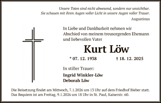 Traueranzeige von Kurt Löw von OFOP