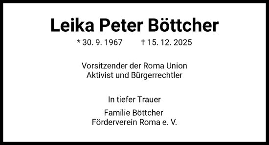 Traueranzeige von Leika Peter Böttcher von FNP
