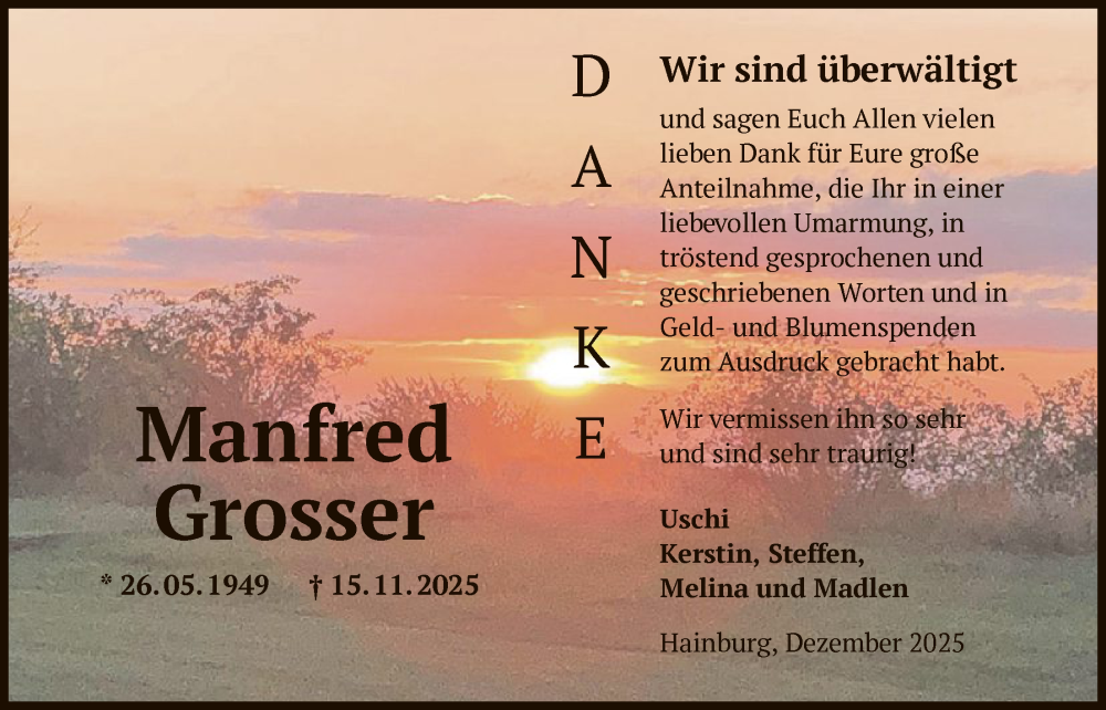  Traueranzeige für Manfred Grosser vom 20.12.2025 aus OF0L