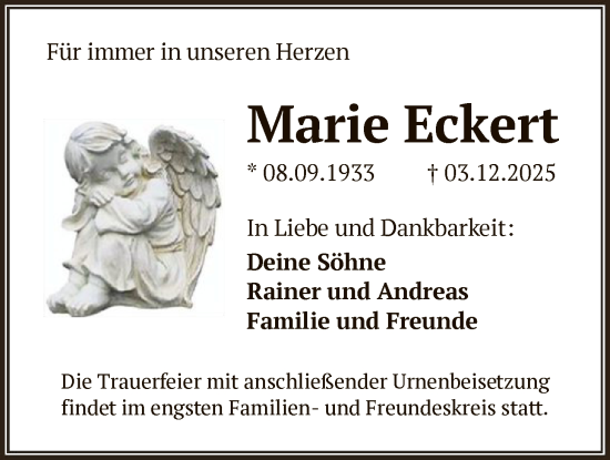 Traueranzeige von Marie Eckert von OF0T