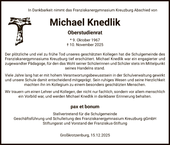 Traueranzeige von Michael Knedlik von OFOP