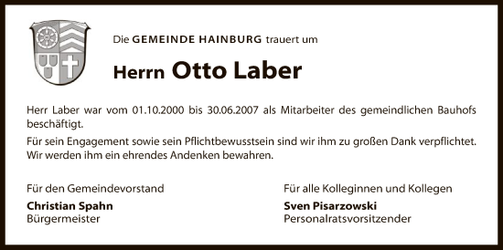 Traueranzeige von Otto Laber von OF0L