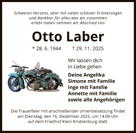 Traueranzeige von Otto Laber von OF0L