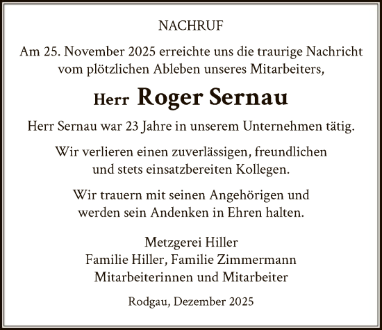 Traueranzeige von Roger Sernau von OFOP