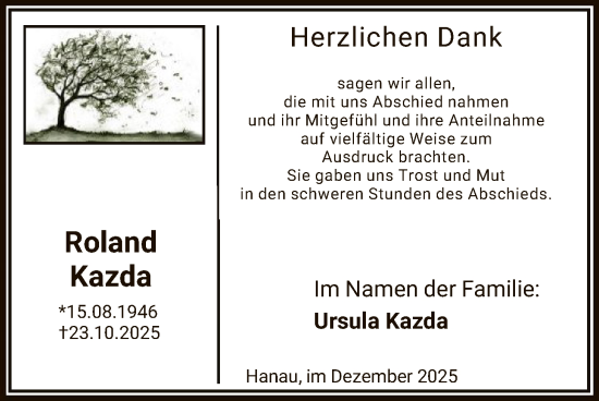 Traueranzeige von Roland Kazda von OFOP
