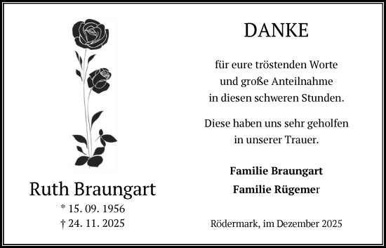 Traueranzeige von Ruth Braungart von OFOP