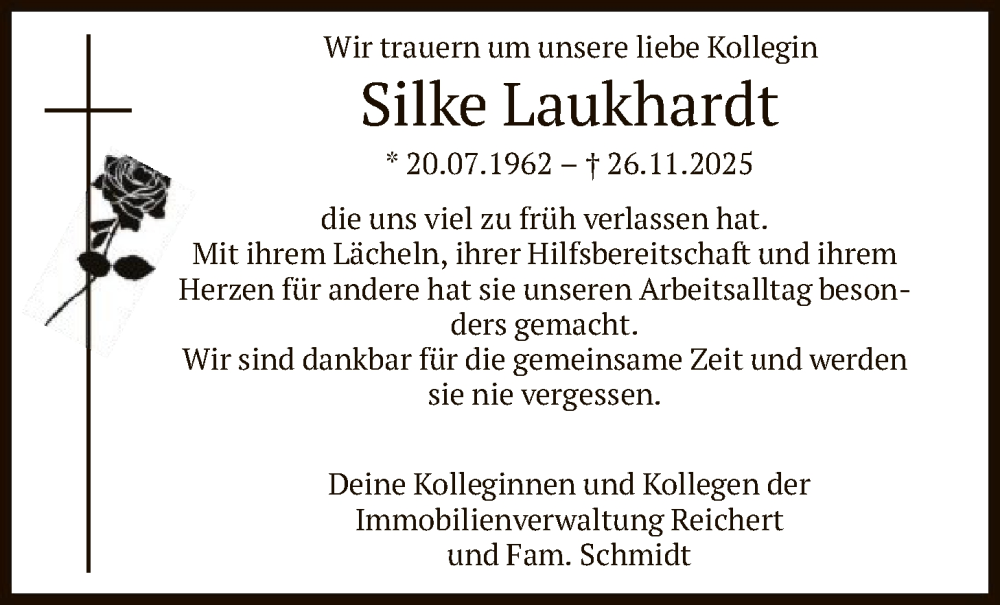  Traueranzeige für Silke Laukhardt vom 11.12.2025 aus OFHA