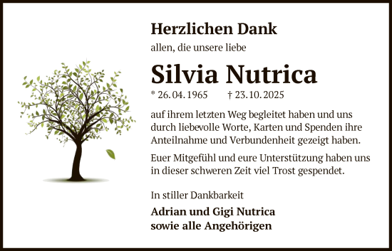 Traueranzeige von Silvia Nutrica von OF0W