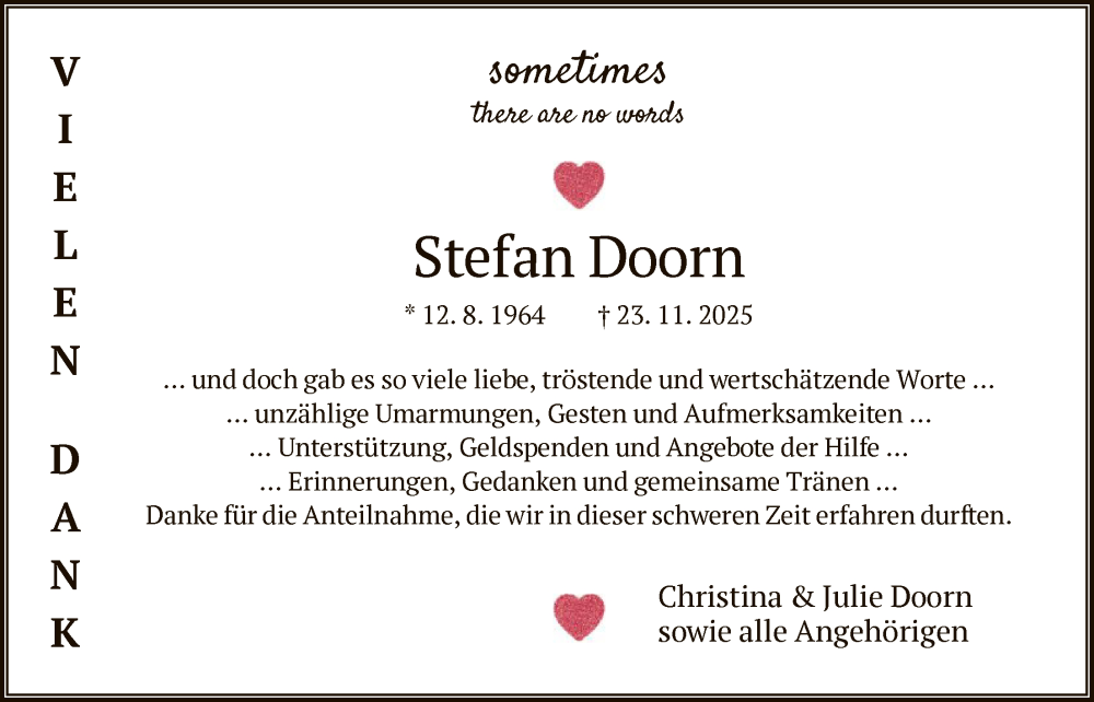  Traueranzeige für Stefan Doorn vom 20.12.2025 aus FNP