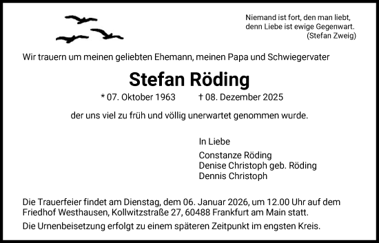 Traueranzeige von Stefan Röding von FNP