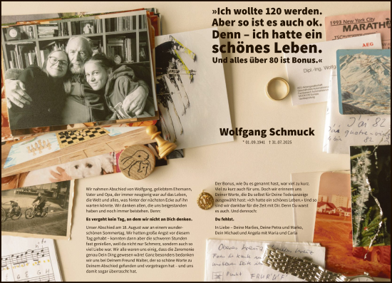 Traueranzeige von Wolfgang Schmuck von OFOP
