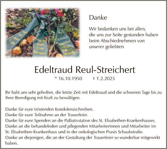 Traueranzeige von Edeltraud Reul-Streichert von FNP