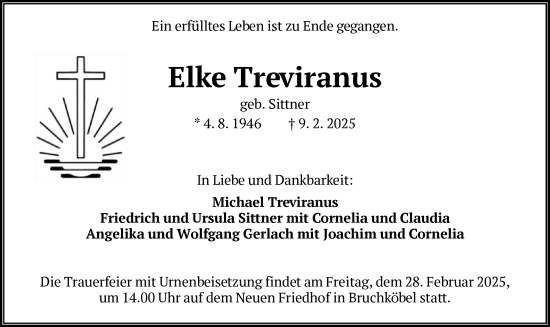 Traueranzeige von Elke Treviranus von FNP