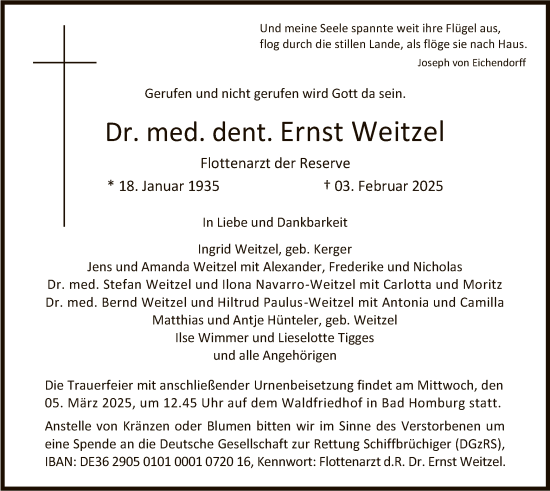 Traueranzeige von Ernst Weitzel von FNP