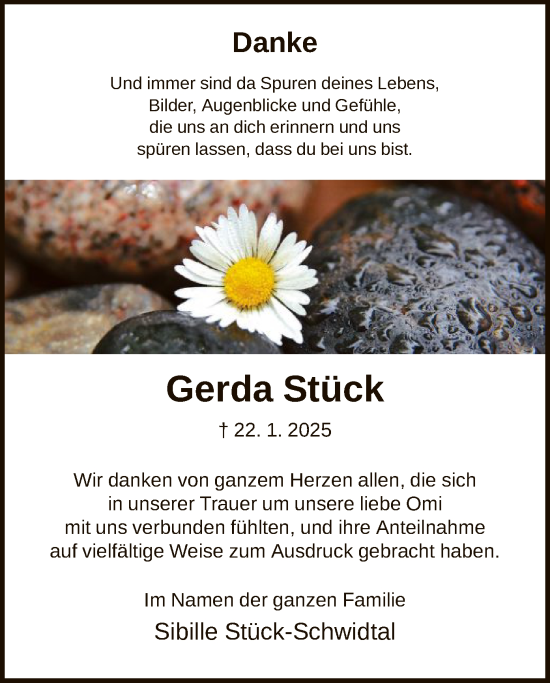 Traueranzeige von Gerda Stück von FNP