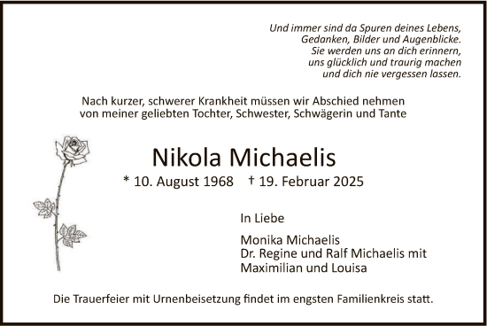 Traueranzeige von Nikola Michaelis von FNP