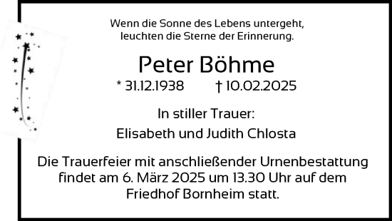 Traueranzeige von Peter Böhme von FNP