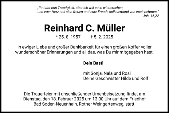 Traueranzeige von Reinhard C. Müller von FNP