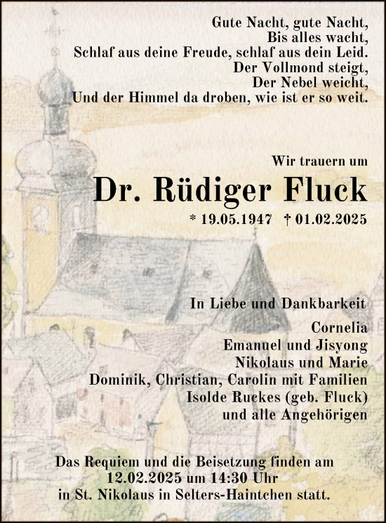 Traueranzeige von Rüdiger Fluck von FNP