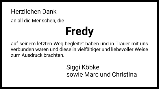 Traueranzeige von Fredy  von FNP