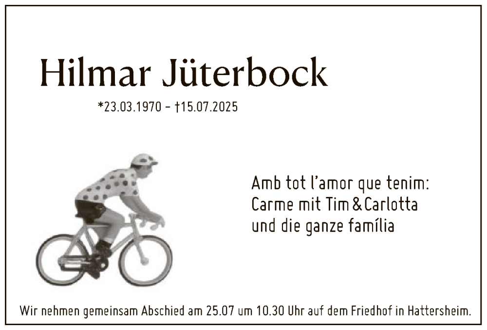  Traueranzeige für Hilmar Jüterbock vom 19.07.2025 aus FNP