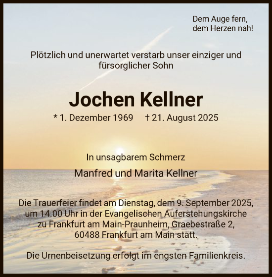Traueranzeige von Jochen Kellner von FNP