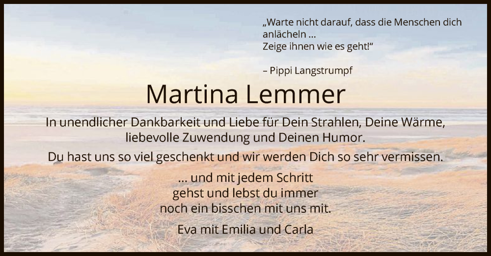  Traueranzeige für Martina Lemmer vom 16.08.2025 aus FNP