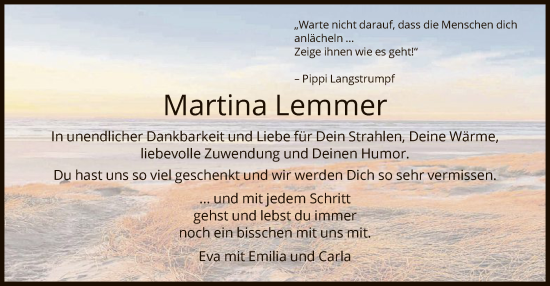 Traueranzeige von Martina Lemmer von FNP