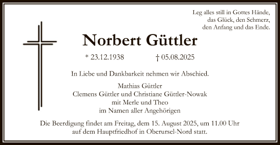 Traueranzeige von Norbert Güttler von FNP