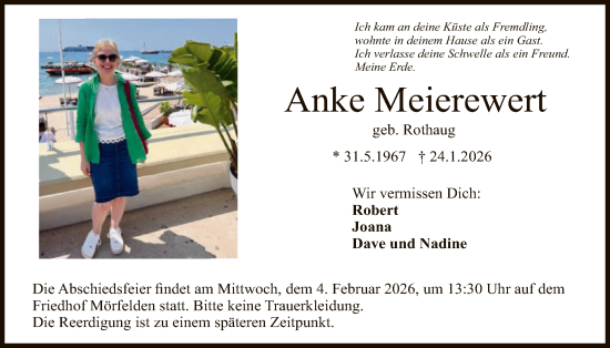 Traueranzeige von Anke Meierewert von OFMF