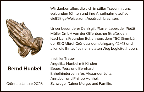 Traueranzeige von Bernd Hunkel von OFOP