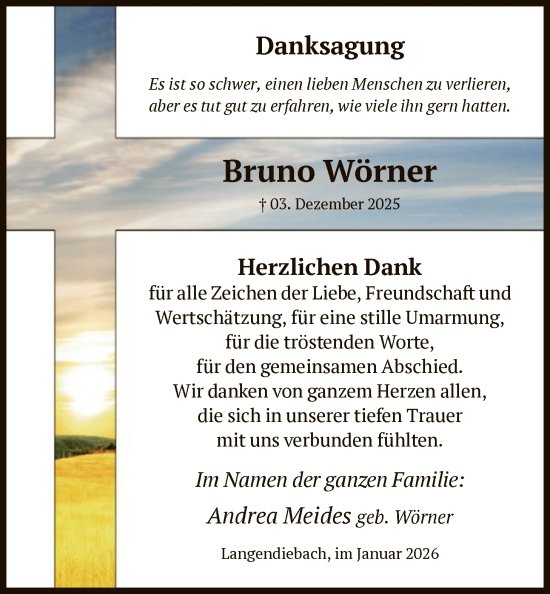 Traueranzeige von Bruno Wörner von OFHA