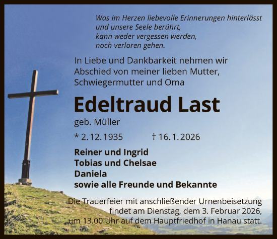 Traueranzeige von Edeltraud Last von OFHA