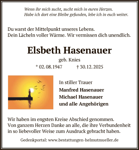 Traueranzeige von Elsbeth Hasenauer von OFOP