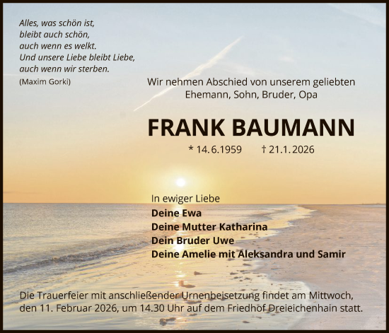 Traueranzeige von Frank Baumann von OFOP