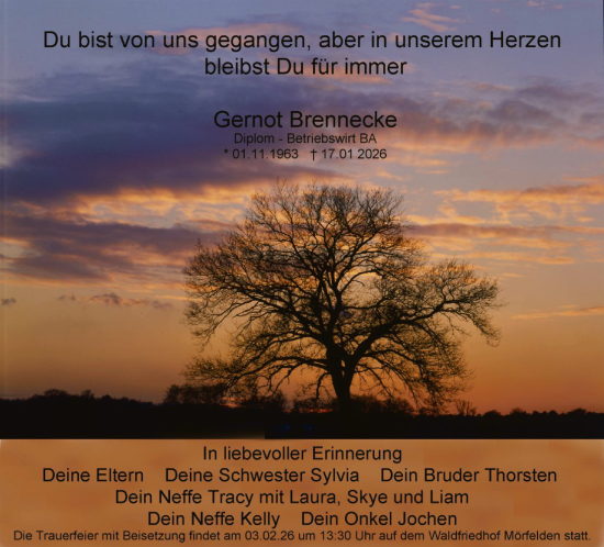 Traueranzeige von Gernot Brennecke von OFMF