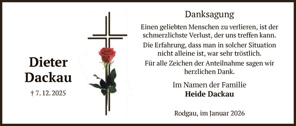  Traueranzeige für Heide Dackau vom 17.01.2026 aus OFOP