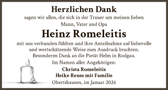 Traueranzeige von Heinz Romeleitis von OFOP