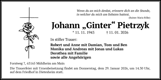 Traueranzeige von Johann Pietrzyk von OFOP